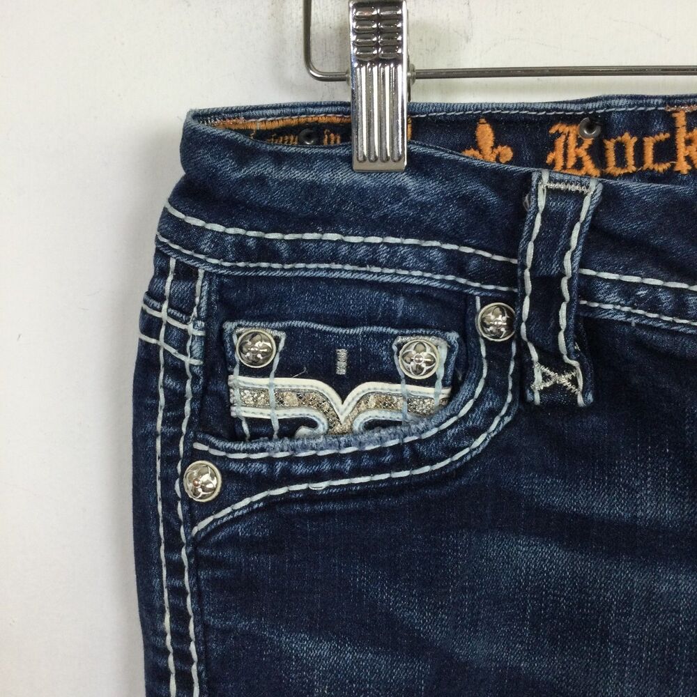 Rock Revival Women's Distressed Karla Capri Jeans Straight Leg Blue Size 26 - Picture 6 of 16